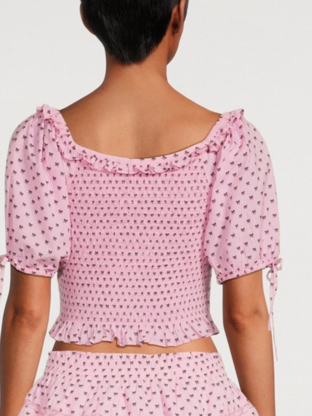 LoveShackFancy Molly Smocked Top in Classic Pink.Key DetailsDesign Pink Size XL - Picture 3 of 10